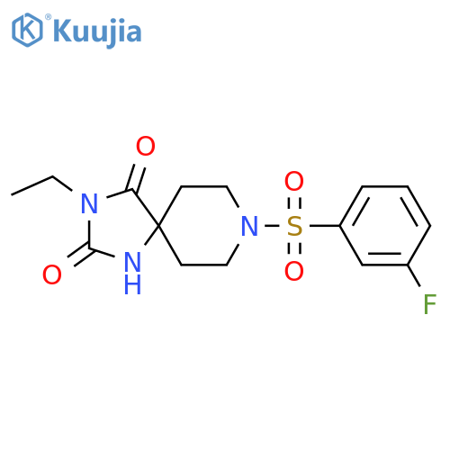 3-ethyl-8-(3-fluorobenzenesulfonyl)-1,3,8-triazaspiro4.5decane-2,4-dione structure