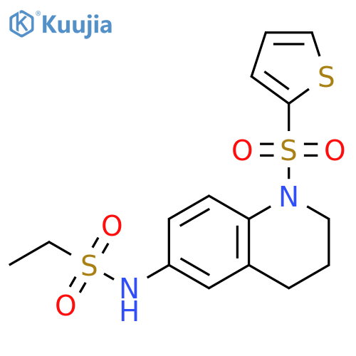 N-1-(thiophene-2-sulfonyl)-1,2,3,4-tetrahydroquinolin-6-ylethane-1-sulfonamide structure