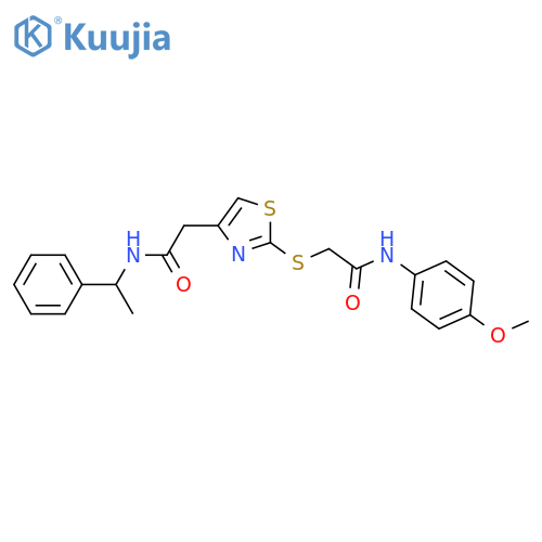 2-2-({(4-methoxyphenyl)carbamoylmethyl}sulfanyl)-1,3-thiazol-4-yl-N-(1-phenylethyl)acetamide structure