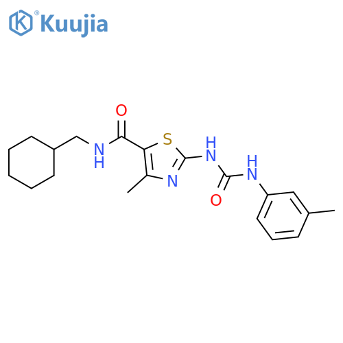 N-(cyclohexylmethyl)-4-methyl-2-{(3-methylphenyl)carbamoylamino}-1,3-thiazole-5-carboxamide structure