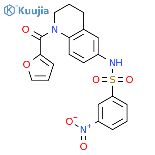 N-1-(furan-2-carbonyl)-1,2,3,4-tetrahydroquinolin-6-yl-3-nitrobenzene-1-sulfonamide structure