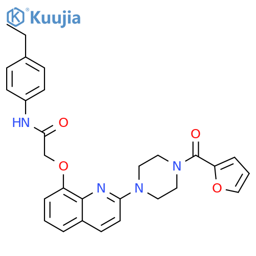 N-(4-ethylphenyl)-2-({2-4-(furan-2-carbonyl)piperazin-1-ylquinolin-8-yl}oxy)acetamide structure