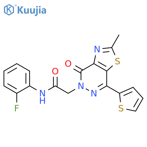 N-(2-fluorophenyl)-2-2-methyl-4-oxo-7-(thiophen-2-yl)-4H,5H-1,3thiazolo4,5-dpyridazin-5-ylacetamide structure