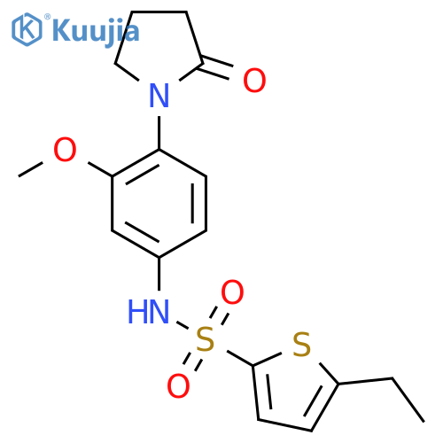 5-ethyl-N-3-methoxy-4-(2-oxopyrrolidin-1-yl)phenylthiophene-2-sulfonamide structure