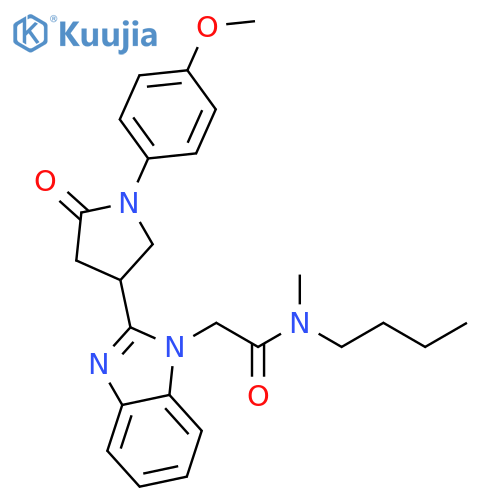 N-butyl-2-{2-1-(4-methoxyphenyl)-5-oxopyrrolidin-3-yl-1H-1,3-benzodiazol-1-yl}-N-methylacetamide structure
