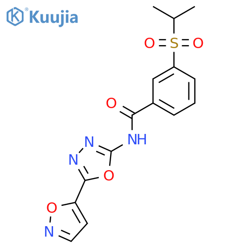 N-5-(1,2-oxazol-5-yl)-1,3,4-oxadiazol-2-yl-3-(propane-2-sulfonyl)benzamide structure