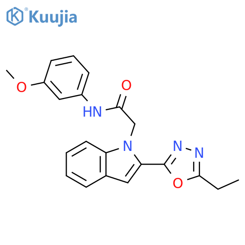 2-2-(5-ethyl-1,3,4-oxadiazol-2-yl)-1H-indol-1-yl-N-(3-methoxyphenyl)acetamide structure
