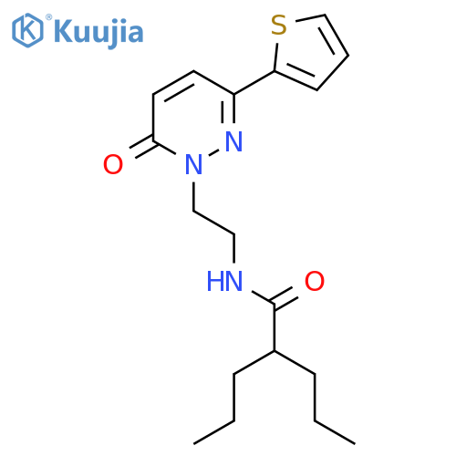 N-{2-6-oxo-3-(thiophen-2-yl)-1,6-dihydropyridazin-1-ylethyl}-2-propylpentanamide structure