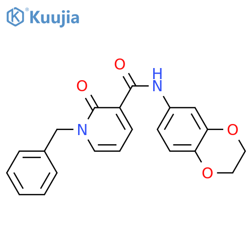 1-benzyl-N-(2,3-dihydro-1,4-benzodioxin-6-yl)-2-oxo-1,2-dihydropyridine-3-carboxamide structure