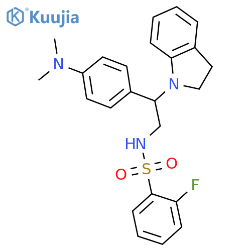 N-2-(2,3-dihydro-1H-indol-1-yl)-2-4-(dimethylamino)phenylethyl-2-fluorobenzene-1-sulfonamide structure