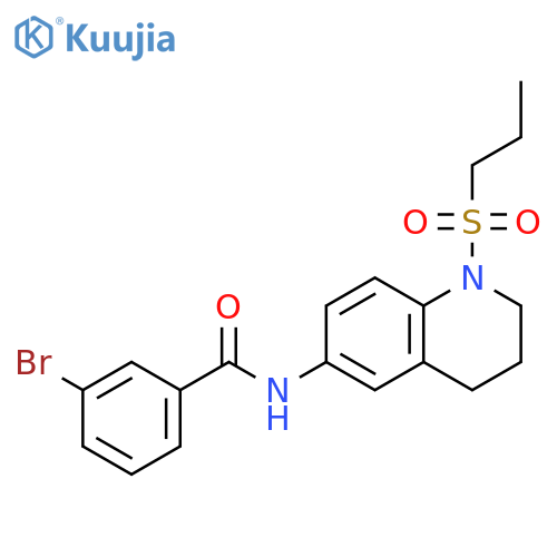 3-bromo-N-1-(propane-1-sulfonyl)-1,2,3,4-tetrahydroquinolin-6-ylbenzamide structure