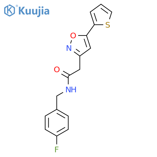 N-(4-fluorophenyl)methyl-2-5-(thiophen-2-yl)-1,2-oxazol-3-ylacetamide structure