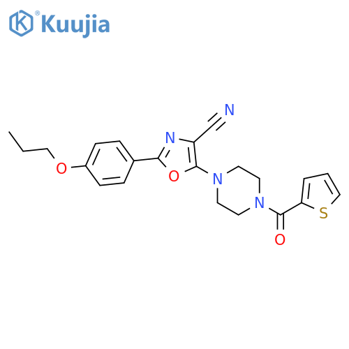 2-(4-propoxyphenyl)-5-4-(thiophene-2-carbonyl)piperazin-1-yl-1,3-oxazole-4-carbonitrile structure