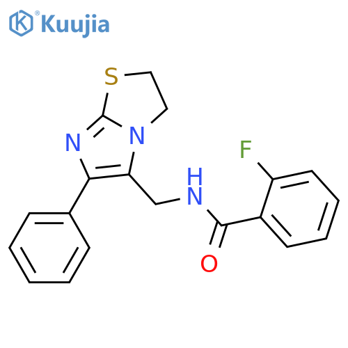 2-fluoro-N-({6-phenyl-2H,3H-imidazo2,1-b1,3thiazol-5-yl}methyl)benzamide structure