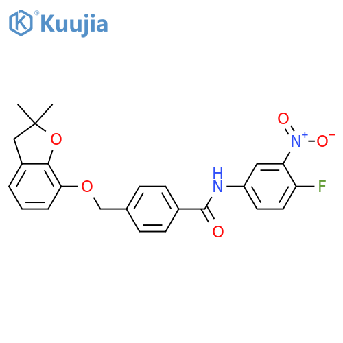 4-{(2,2-dimethyl-2,3-dihydro-1-benzofuran-7-yl)oxymethyl}-N-(4-fluoro-3-nitrophenyl)benzamide structure