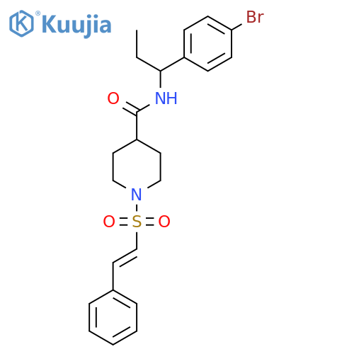 N-[1-(4-bromophenyl)propyl]-1-(2-phenylethenesulfonyl)piperidine-4-carboxamide structure
