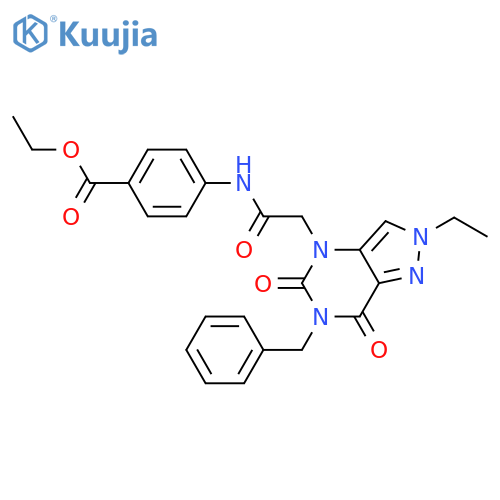 ethyl 4-(2-{6-benzyl-2-ethyl-5,7-dioxo-2H,4H,5H,6H,7H-pyrazolo4,3-dpyrimidin-4-yl}acetamido)benzoate structure