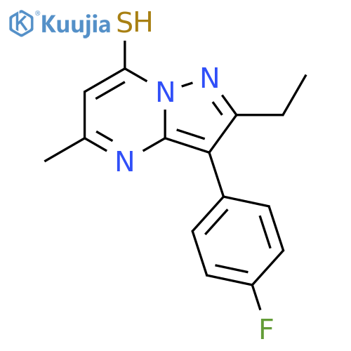 2-ethyl-3-(4-fluorophenyl)-5-methylpyrazolo1,5-apyrimidine-7-thiol structure