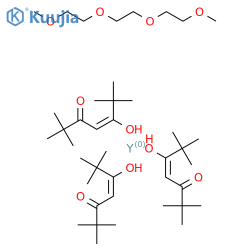 Tris(2,2,6,6-tetramethyl-3,5-heptanedionato-κO3,κO5)(2,5,8,11-tetraoxadodecane-κO2,κO5,κO8)yttrium structure