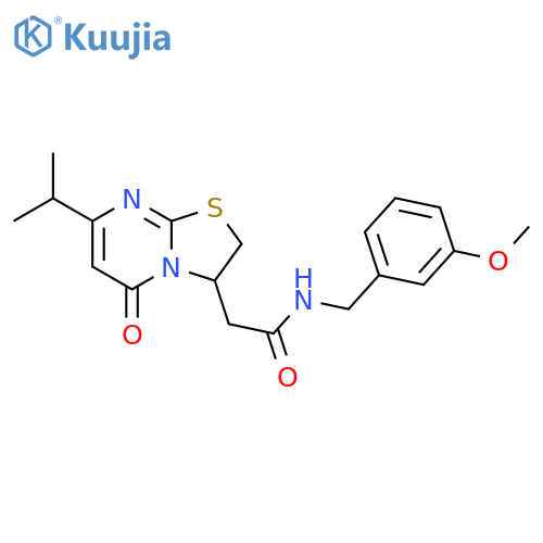 N-(3-methoxyphenyl)methyl-2-5-oxo-7-(propan-2-yl)-2H,3H,5H-1,3thiazolo3,2-apyrimidin-3-ylacetamide structure
