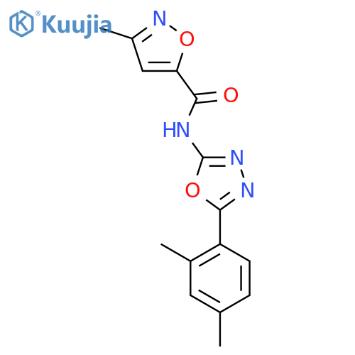 N-5-(2,4-dimethylphenyl)-1,3,4-oxadiazol-2-yl-3-methyl-1,2-oxazole-5-carboxamide structure