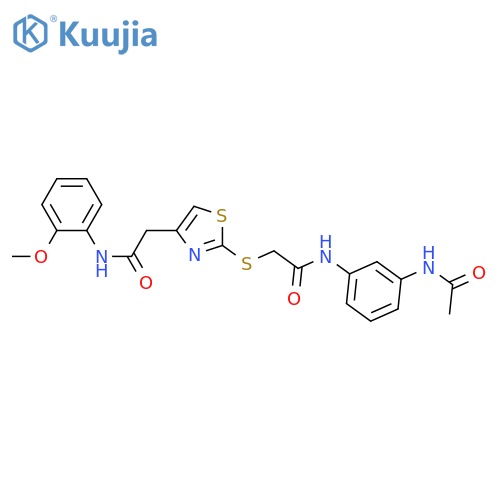 N-(3-acetamidophenyl)-2-(4-{(2-methoxyphenyl)carbamoylmethyl}-1,3-thiazol-2-yl)sulfanylacetamide structure