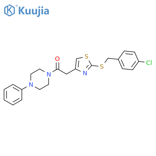 2-(2-{(4-chlorophenyl)methylsulfanyl}-1,3-thiazol-4-yl)-1-(4-phenylpiperazin-1-yl)ethan-1-one structure