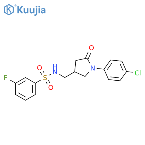 N-{1-(4-chlorophenyl)-5-oxopyrrolidin-3-ylmethyl}-3-fluorobenzene-1-sulfonamide structure