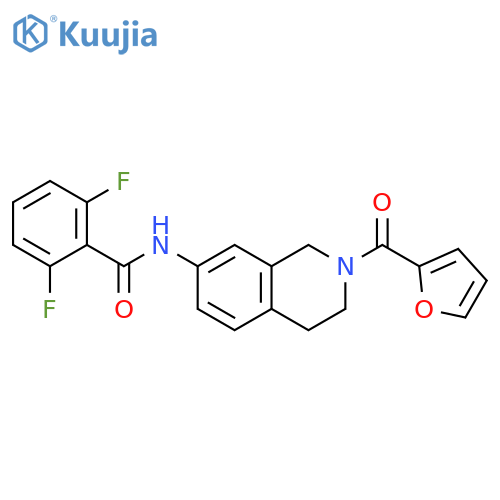 2,6-difluoro-N-2-(furan-2-carbonyl)-1,2,3,4-tetrahydroisoquinolin-7-ylbenzamide structure