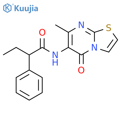 N-{7-methyl-5-oxo-5H-1,3thiazolo3,2-apyrimidin-6-yl}-2-phenylbutanamide structure