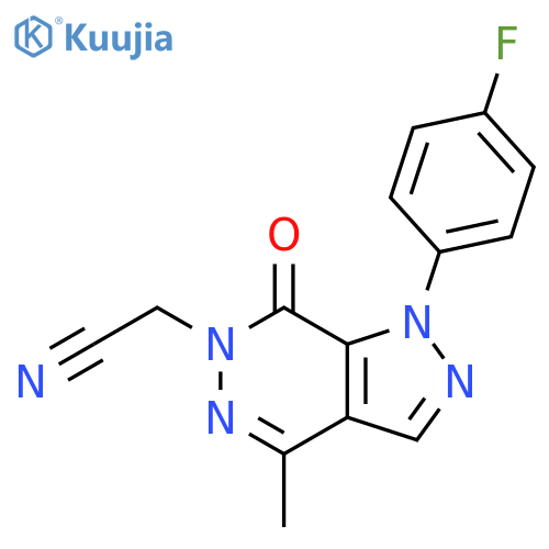 2-1-(4-fluorophenyl)-4-methyl-7-oxo-1H,6H,7H-pyrazolo3,4-dpyridazin-6-ylacetonitrile structure