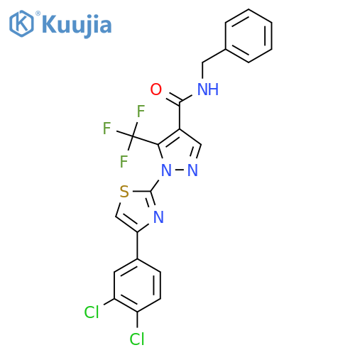 N-benzyl-1-[4-(3,4-dichlorophenyl)-1,3-thiazol-2-yl]-5-(trifluoromethyl)-1H-pyrazole-4-carboxamide structure
