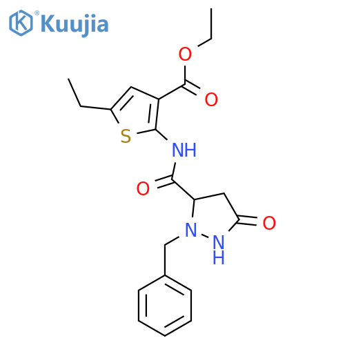 ethyl 2-(2-benzyl-5-oxopyrazolidine-3-amido)-5-ethylthiophene-3-carboxylate structure