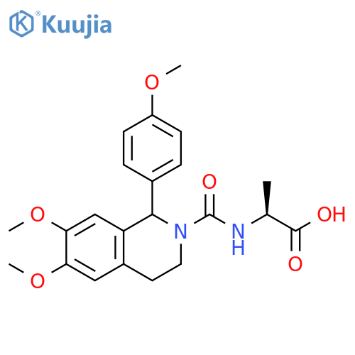(2S)-2-[[6,7-dimethoxy-1-(4-methoxyphenyl)-3,4-dihydro-1H-isoquinoline-2-carbonyl]amino]propanoic acid structure