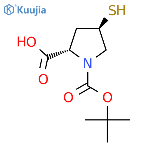 (2s,4r)-1-[(Tert-butoxy)carbonyl]-4-sulfanylpyrrolidine-2-carboxylic acid structure