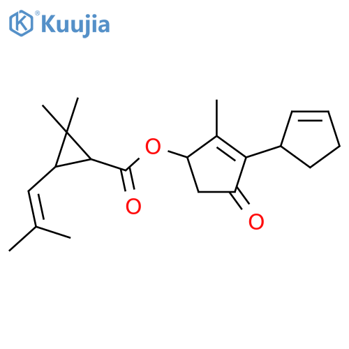 Cyclopropanecarboxylicacid, 2,2-dimethyl-3-(2-methyl-1-propen-1-yl)-,3-(2-cyclopenten-1-yl)-2-methyl-4-oxo-2-cyclopenten-1-yl ester structure
